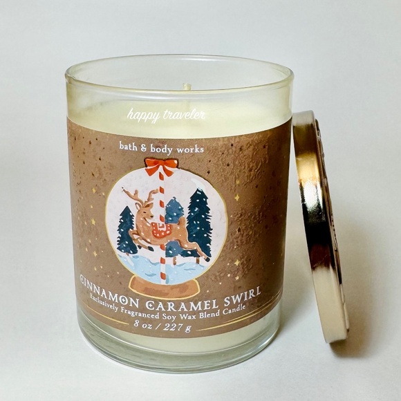 CINNAMON CARAMEL SWIRL Single Wick Candle - Picture 2 of 3